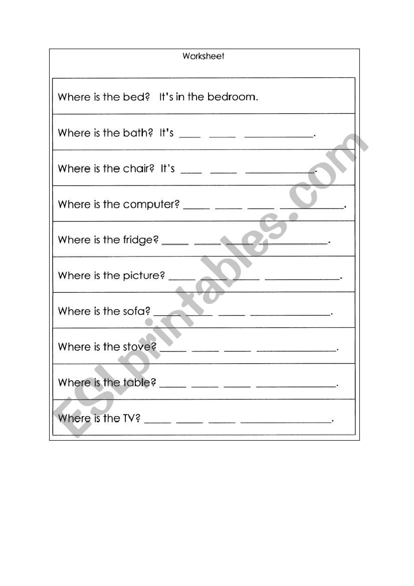  Where is...? worksheet