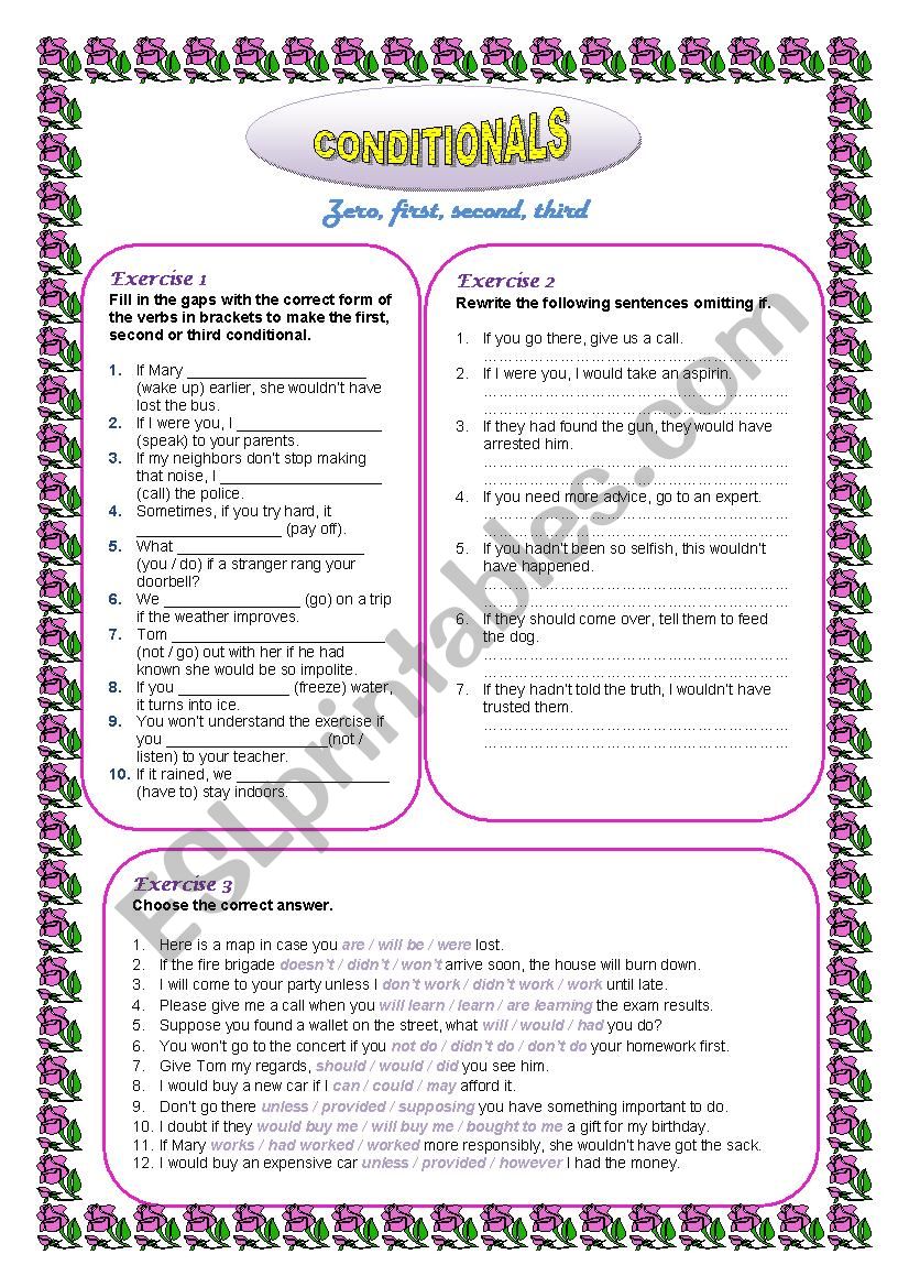 CONDITIONALS worksheet