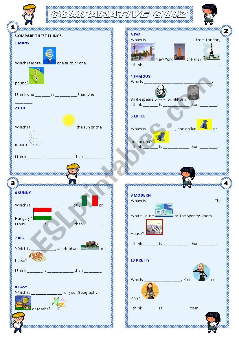 Comparative Quiz worksheet