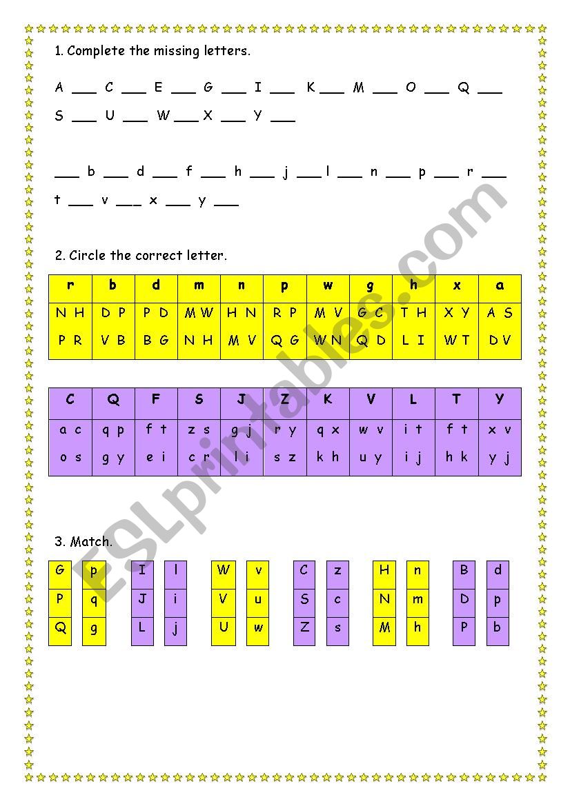 alphabet exercises worksheet