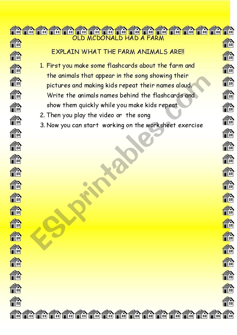 farm animals song worksheet