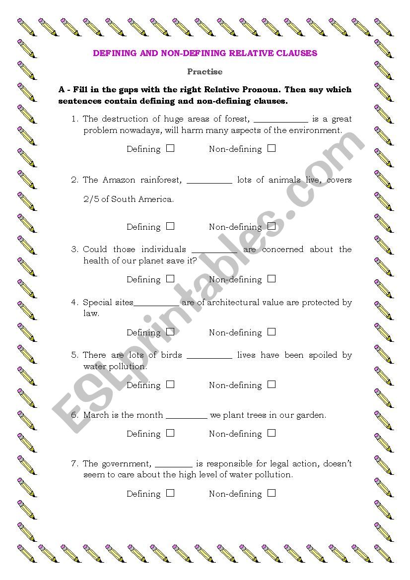 Defining and non-defining relative clauses