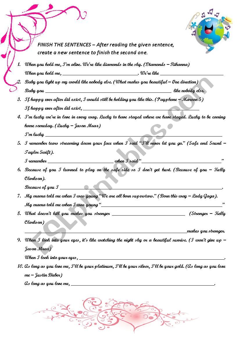 Creative Lyrics worksheet