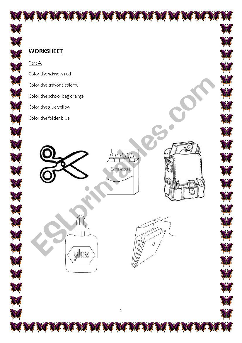 School Objects  worksheet