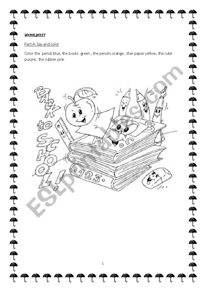 School Objects  worksheet