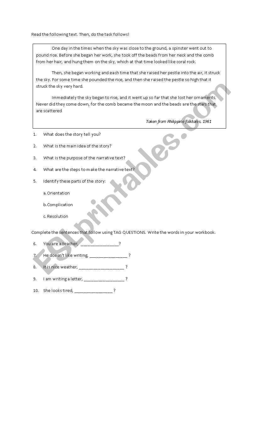 story telling worksheet