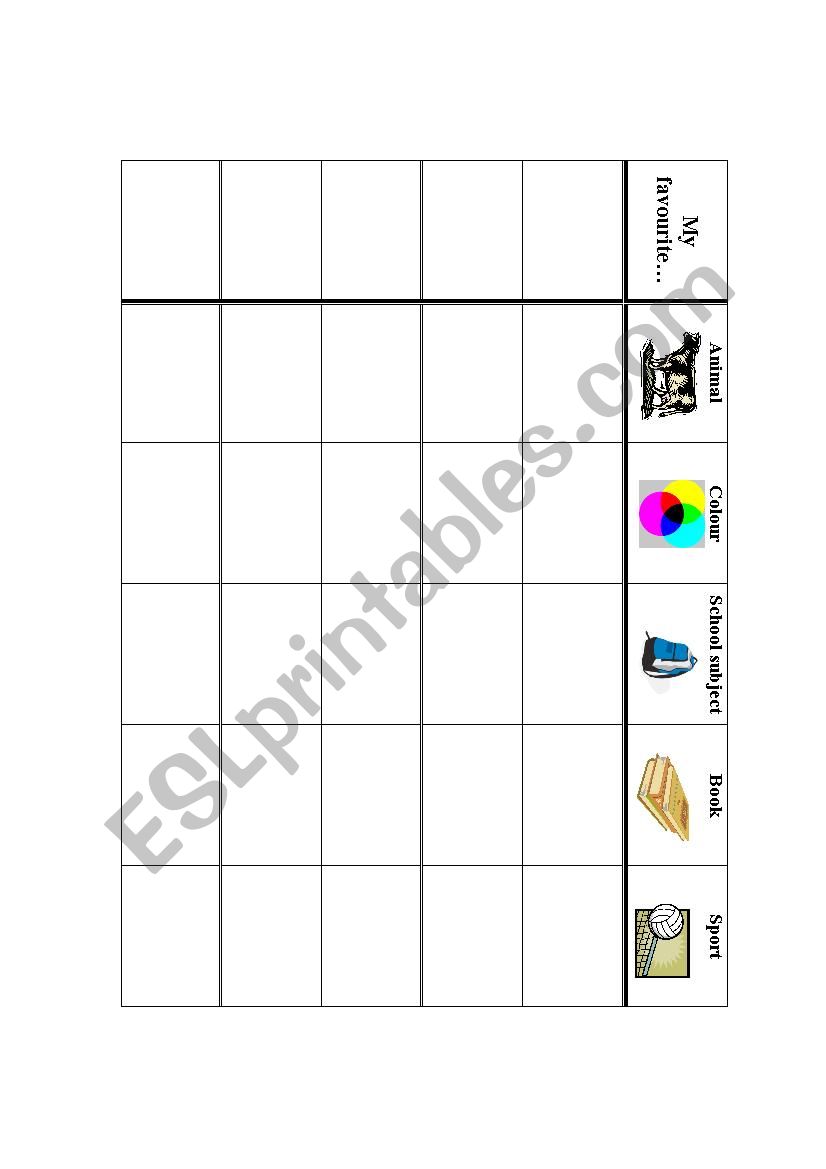 My favourite... worksheet