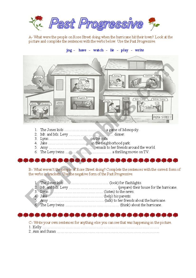 past progressive worksheet