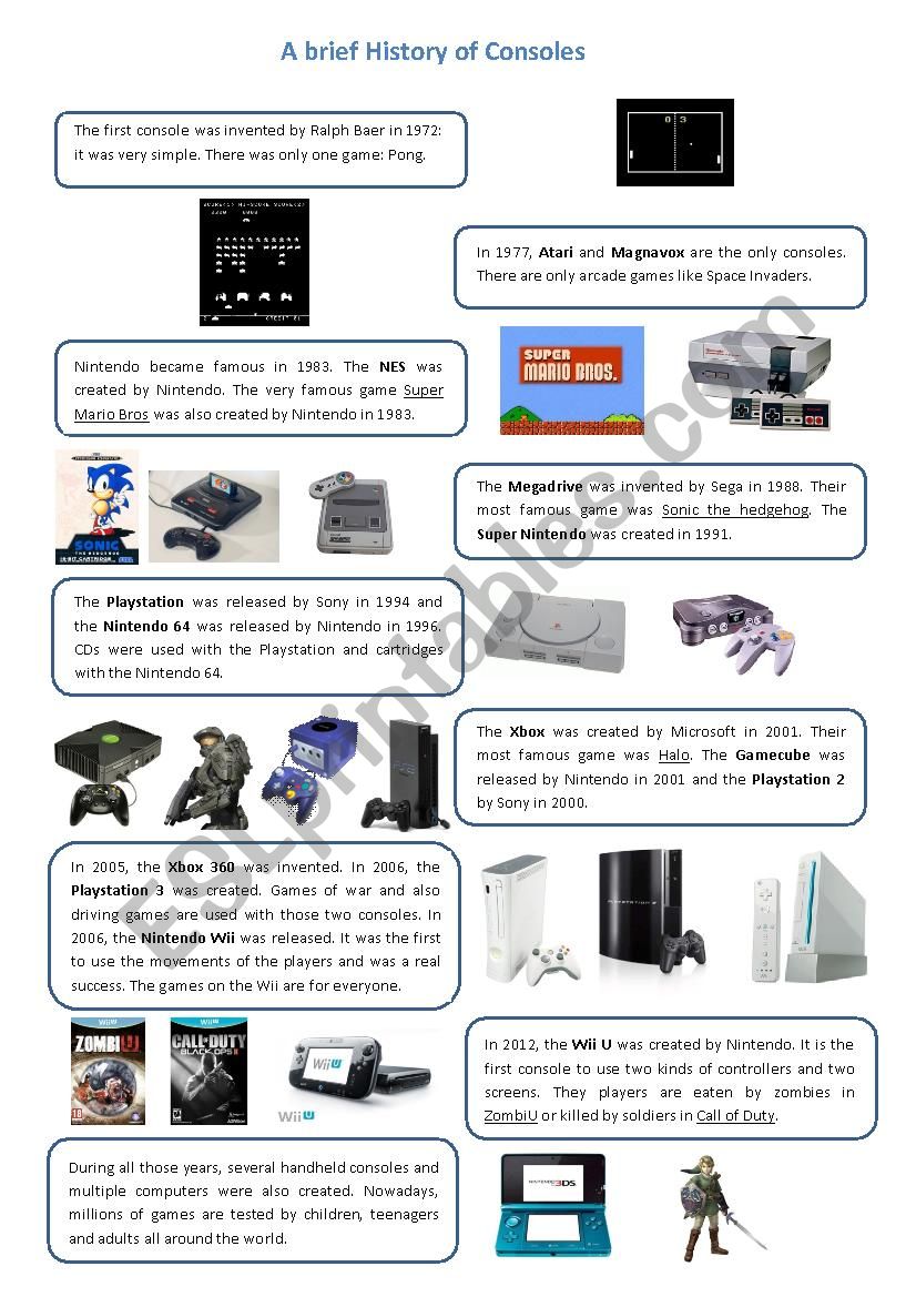 A brief history of consoles worksheet