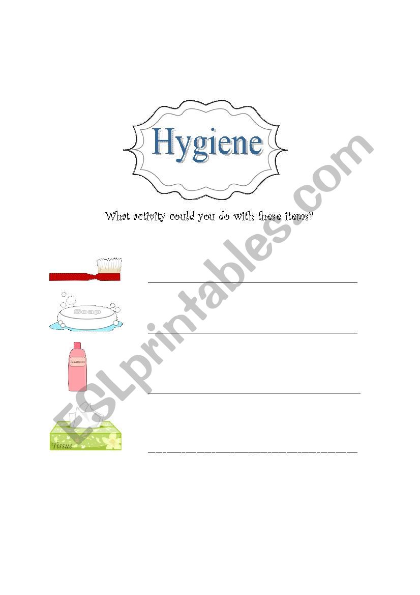 What can you do with these items: Hygiene - ESL worksheet by ChristineSokol