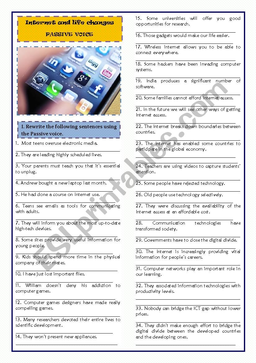 INTERNET AND LIFE CHANGES- PASSIVE VOICE