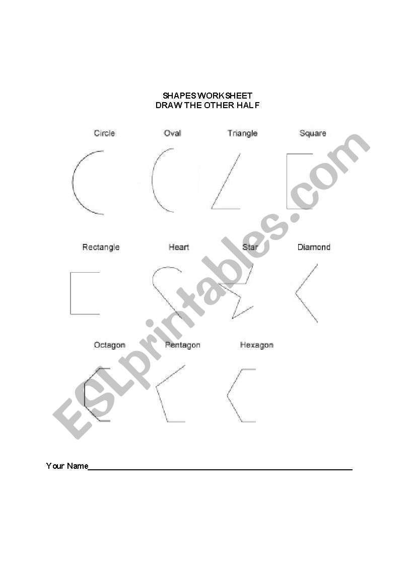 SHAPES - Draw the other half worksheet
