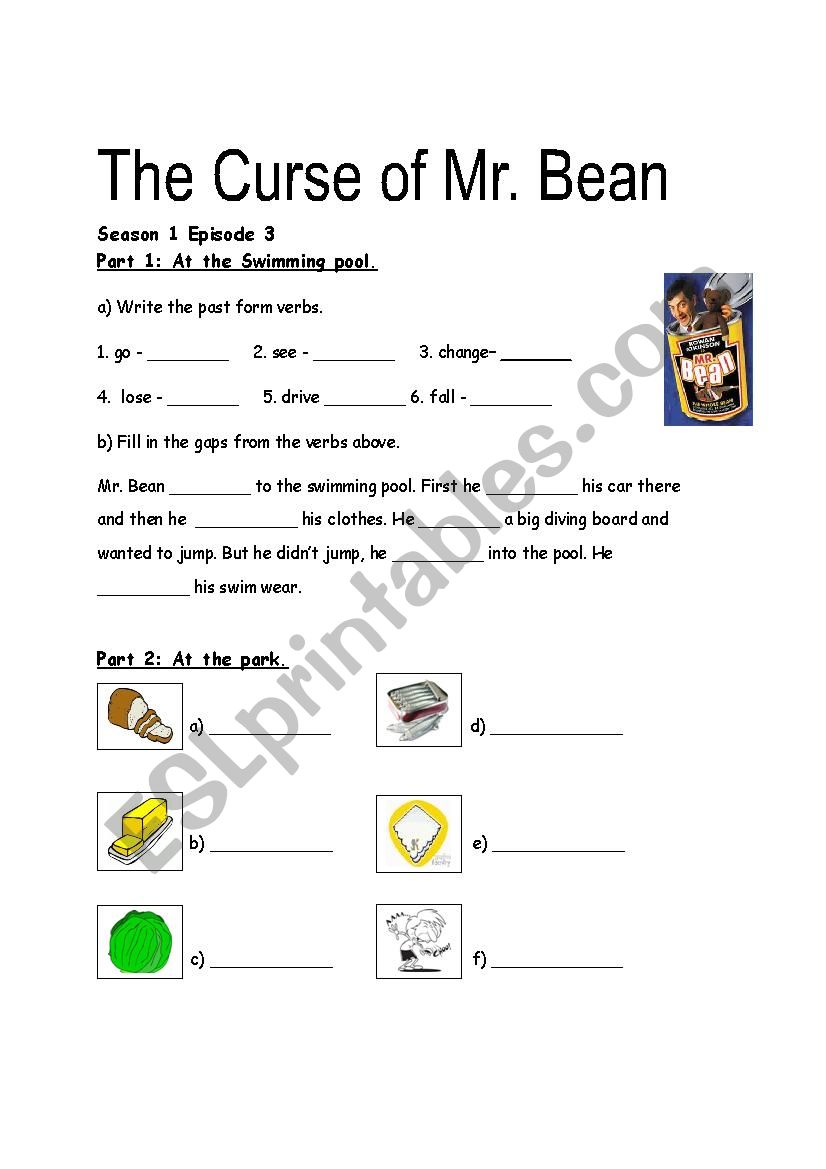 The curse of Mr Bean worksheet