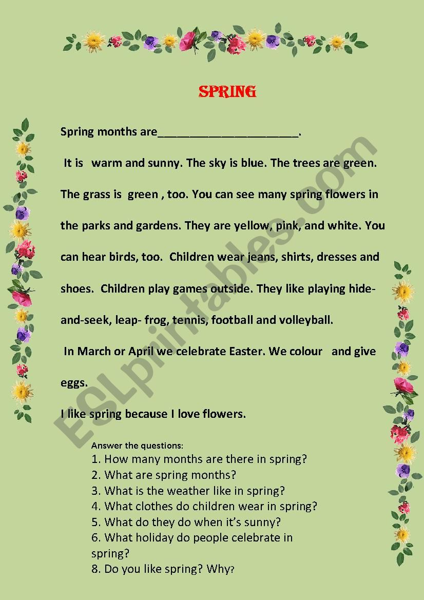 Spring worksheet