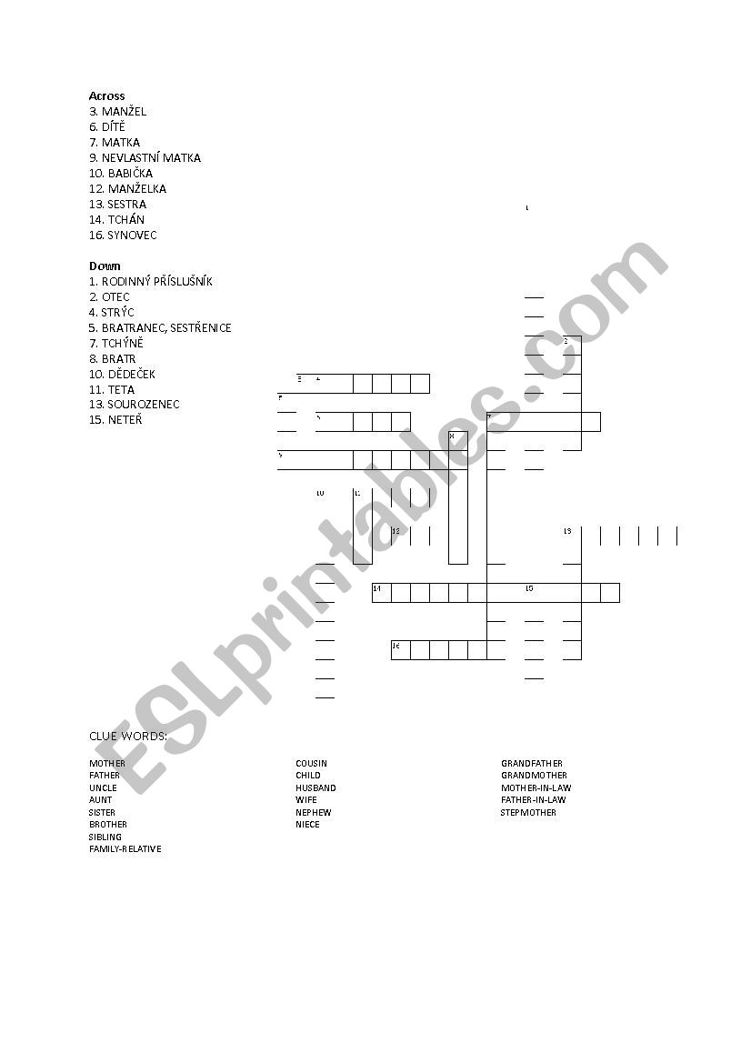 FAMILY worksheet