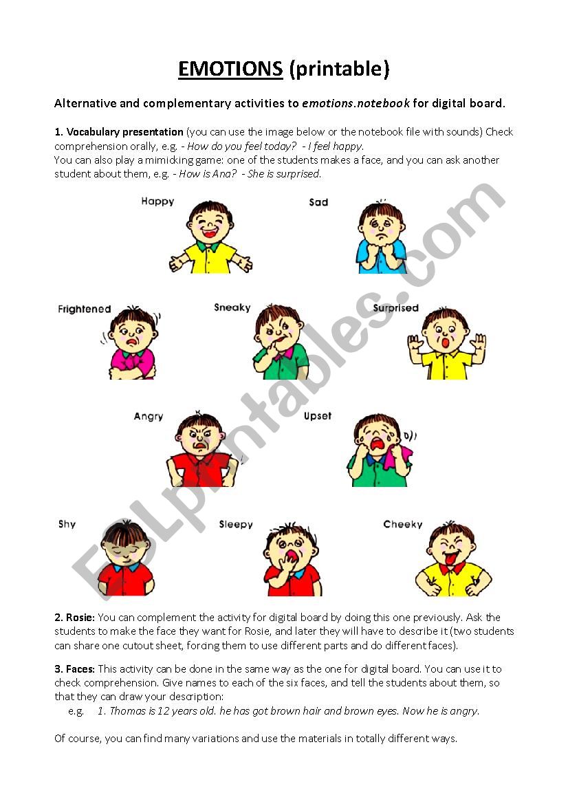 Emotions worksheet