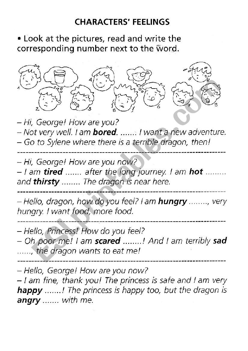 CHARACTERSFEELINGS worksheet