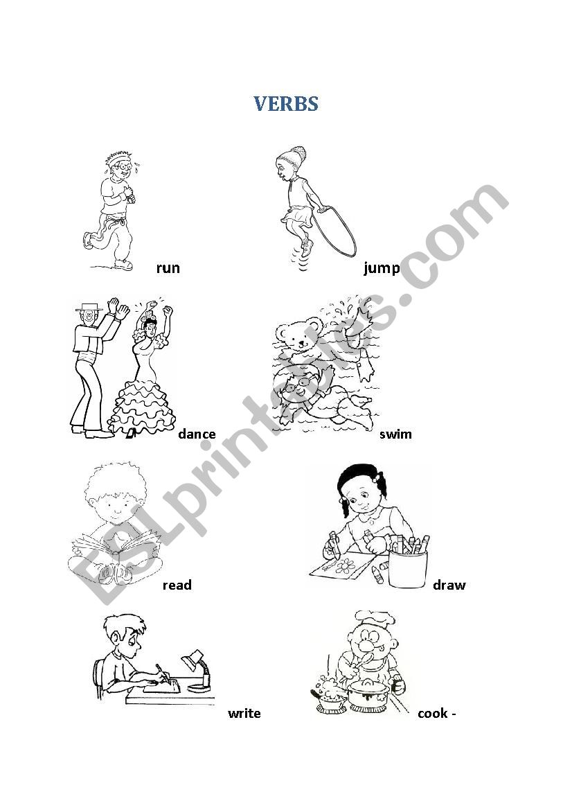 Verbs for beginner children worksheet