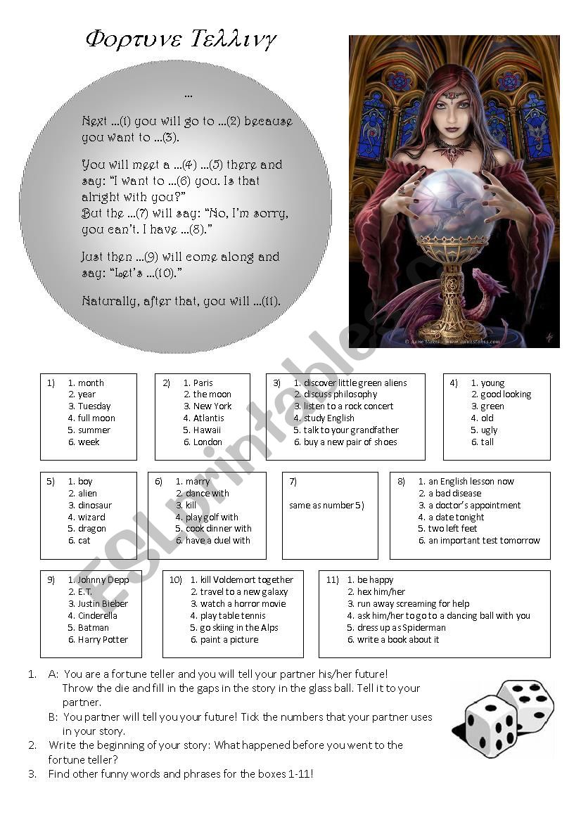 A visit to the fortune teller worksheet A visit to the fortune teller worksheet