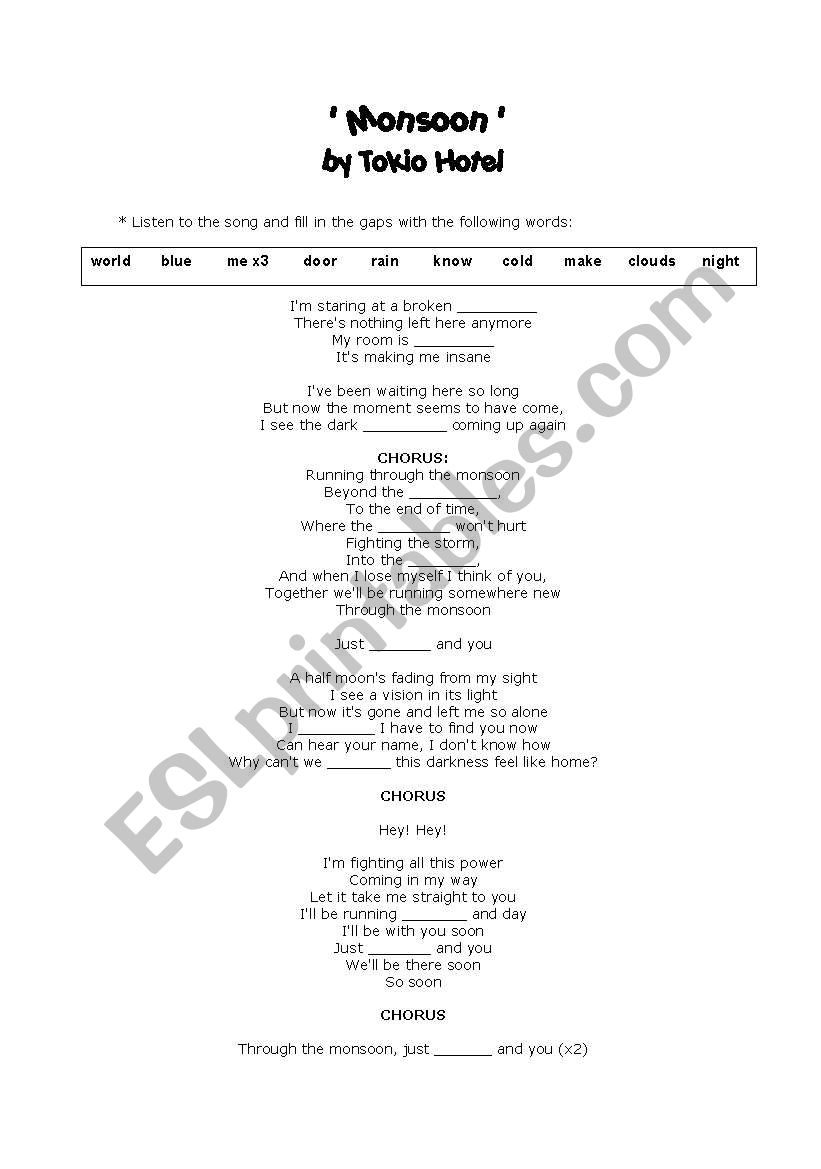 Activity on the song ´Monsoon´ by Tokio Hotel
