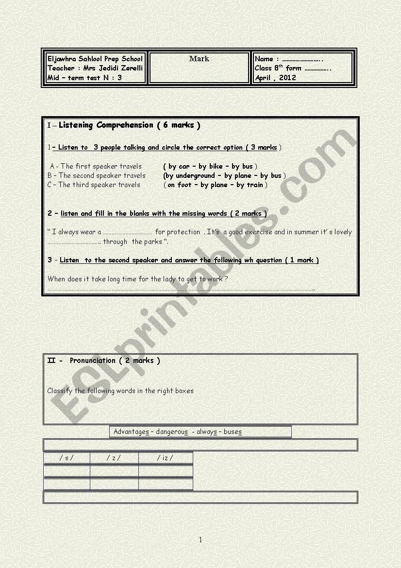 mid-term test N:2 worksheet