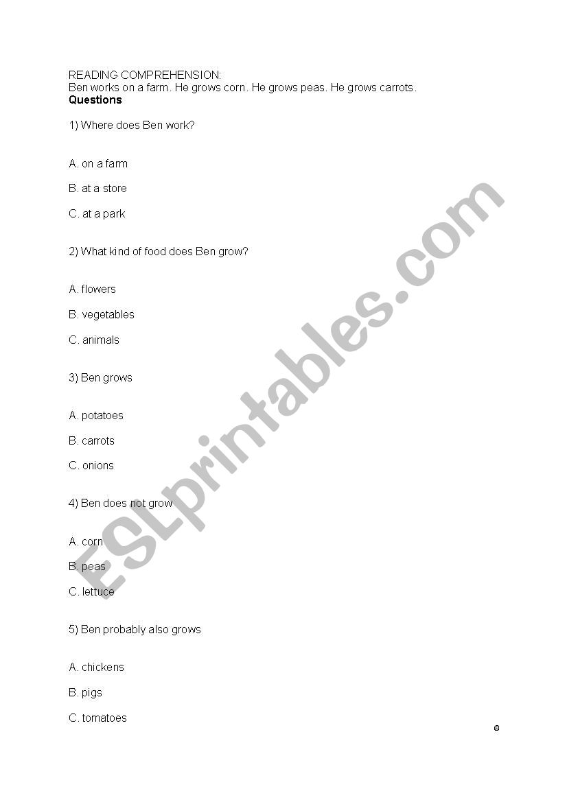 farm worksheet