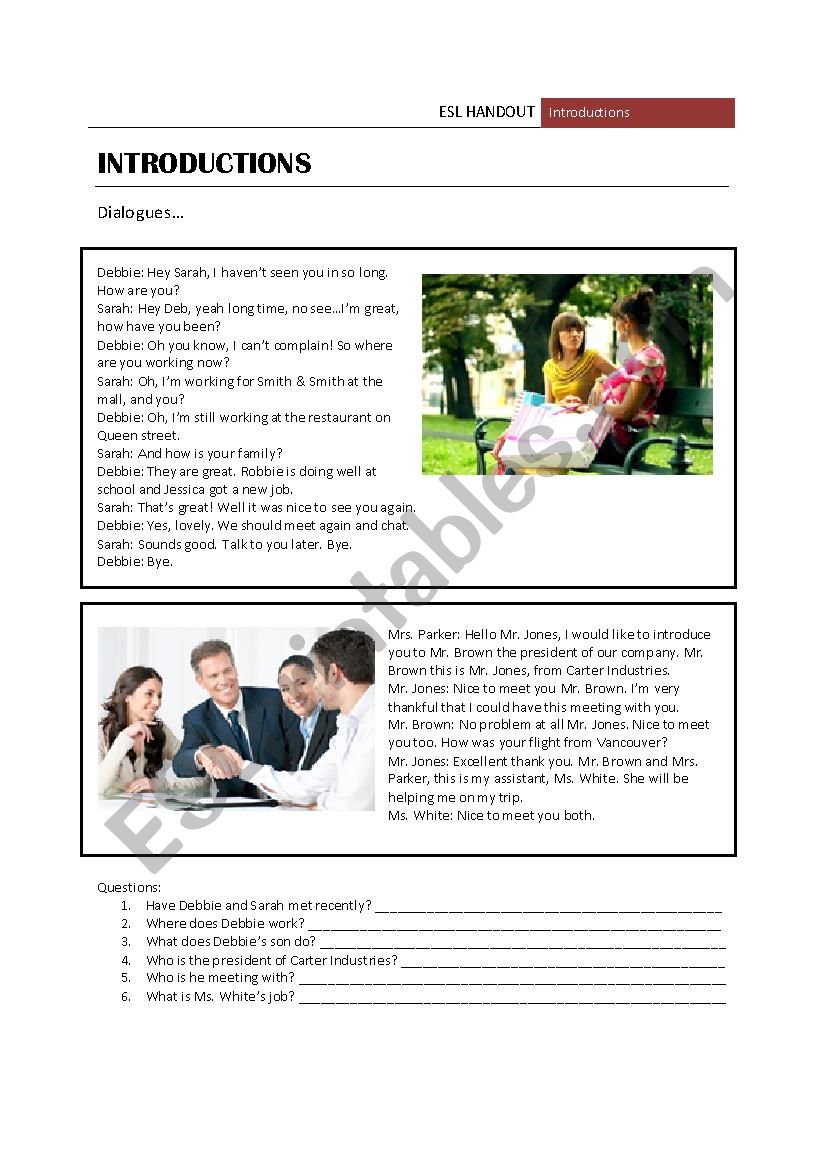 Introductions Pg2 worksheet