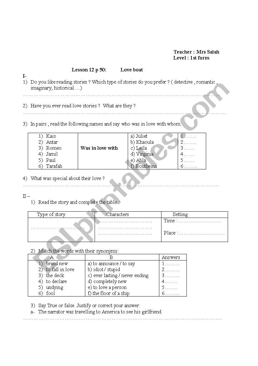 love boat .lesson 12p50 (1st form)