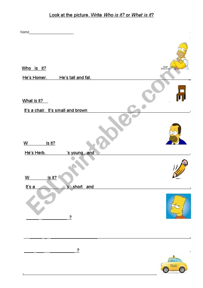 Who or What? worksheet