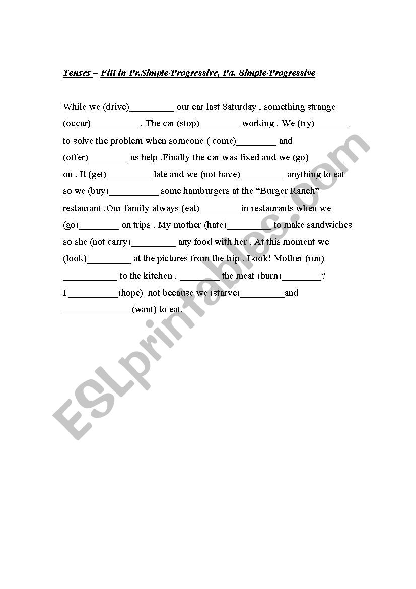 Tenses Practice worksheet