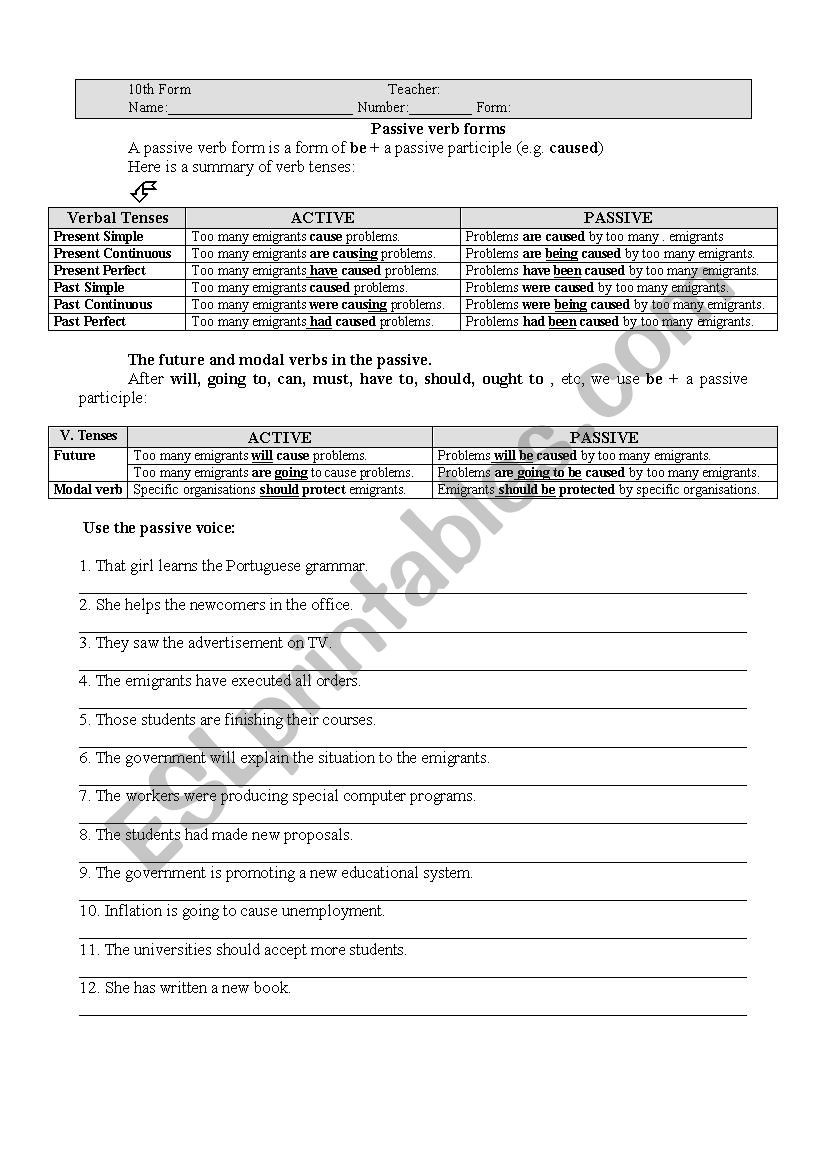 Passive Voice worksheet