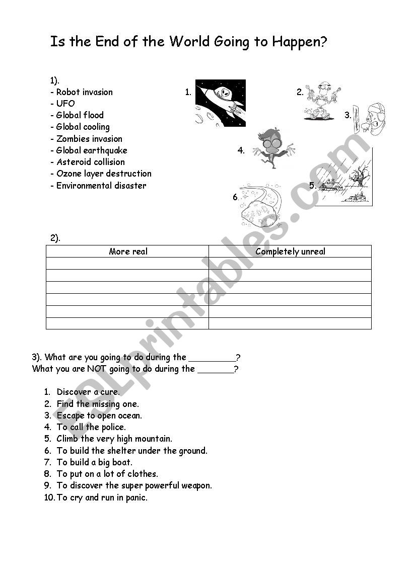The End of the World worksheet