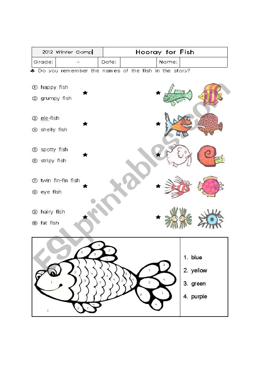 Hooray for Fish Worksheet worksheet