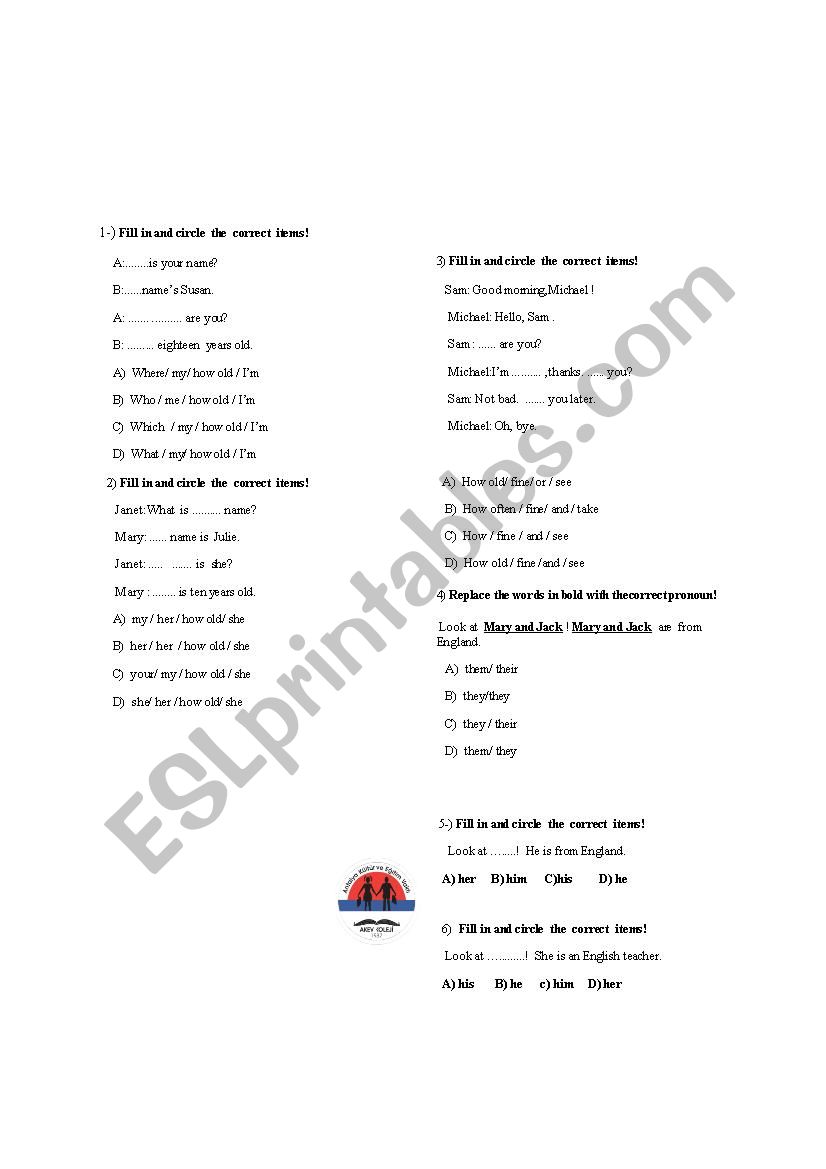 test worksheet