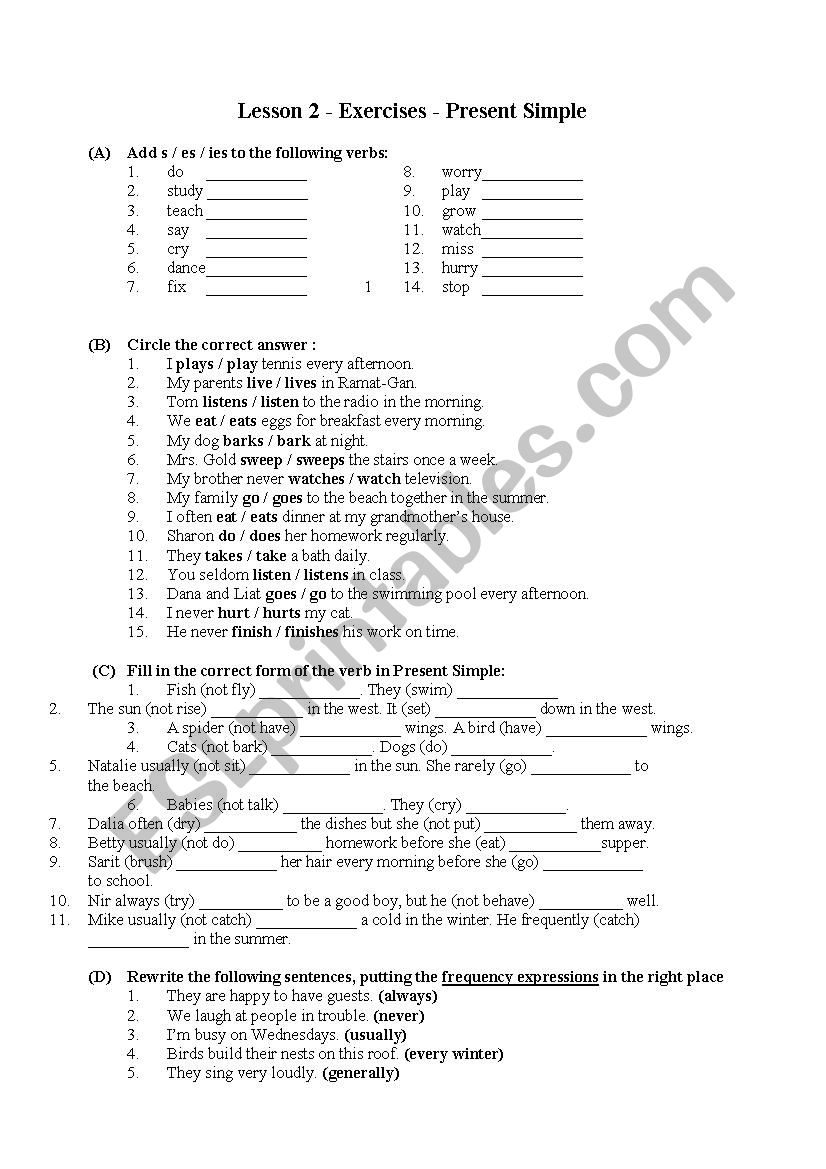 Exercises - Present Simple worksheet