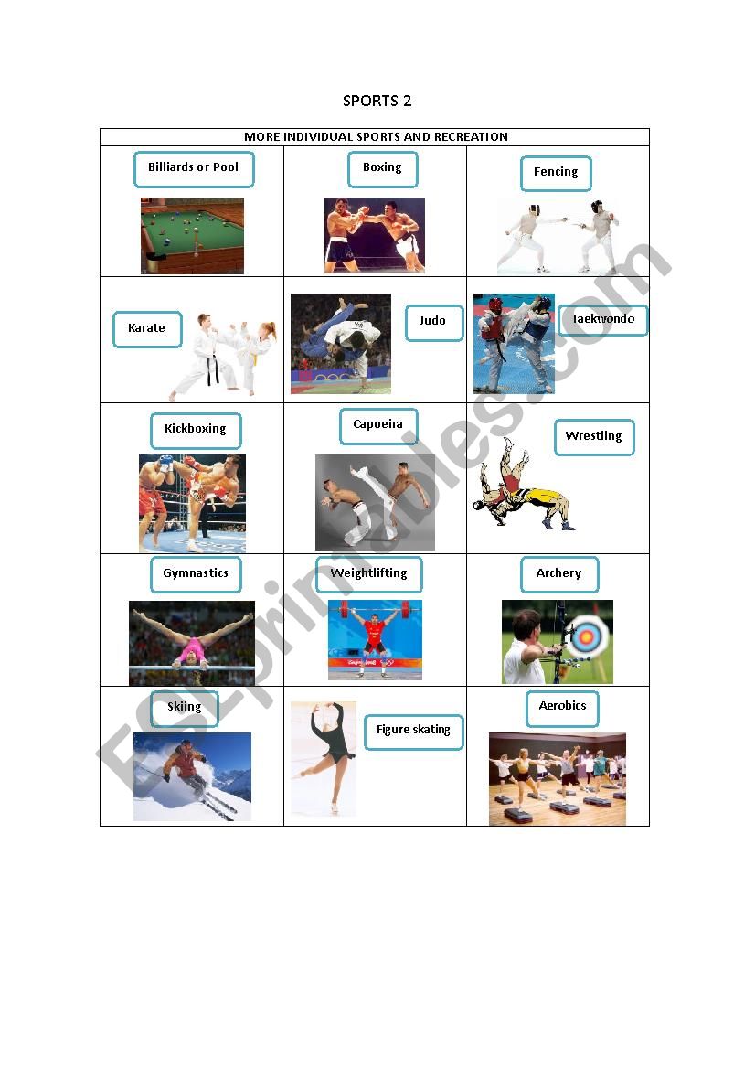 SPORTS 2 worksheet