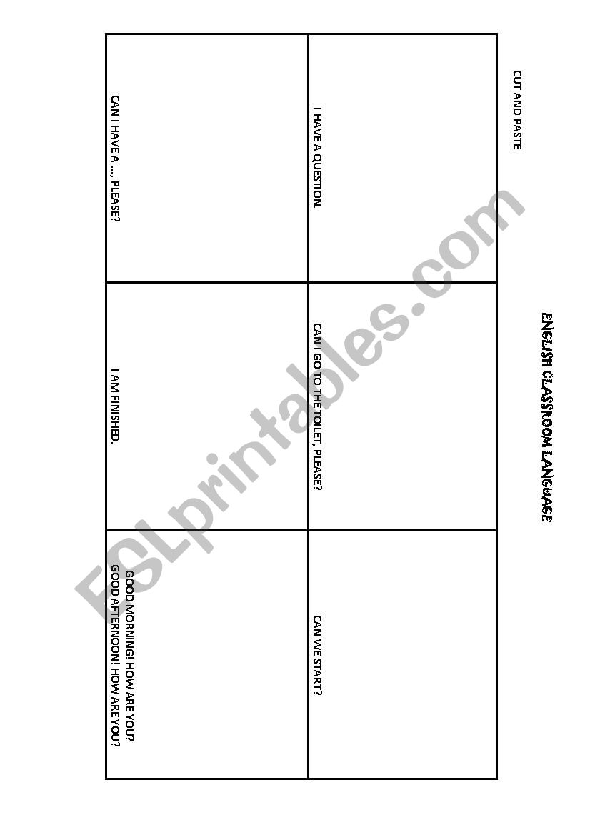 CLASSROOM LANGUAGE worksheet