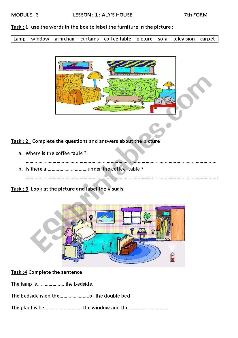 Alys house worksheet