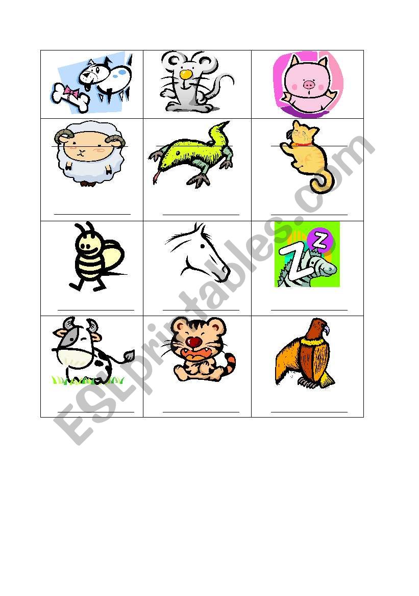 animal bingo 4 worksheet