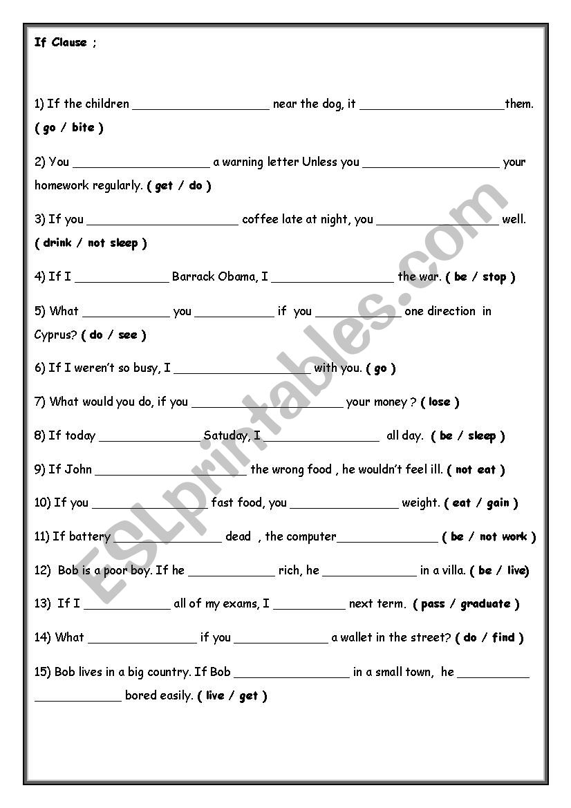 Conditionals (Zero , first and second )