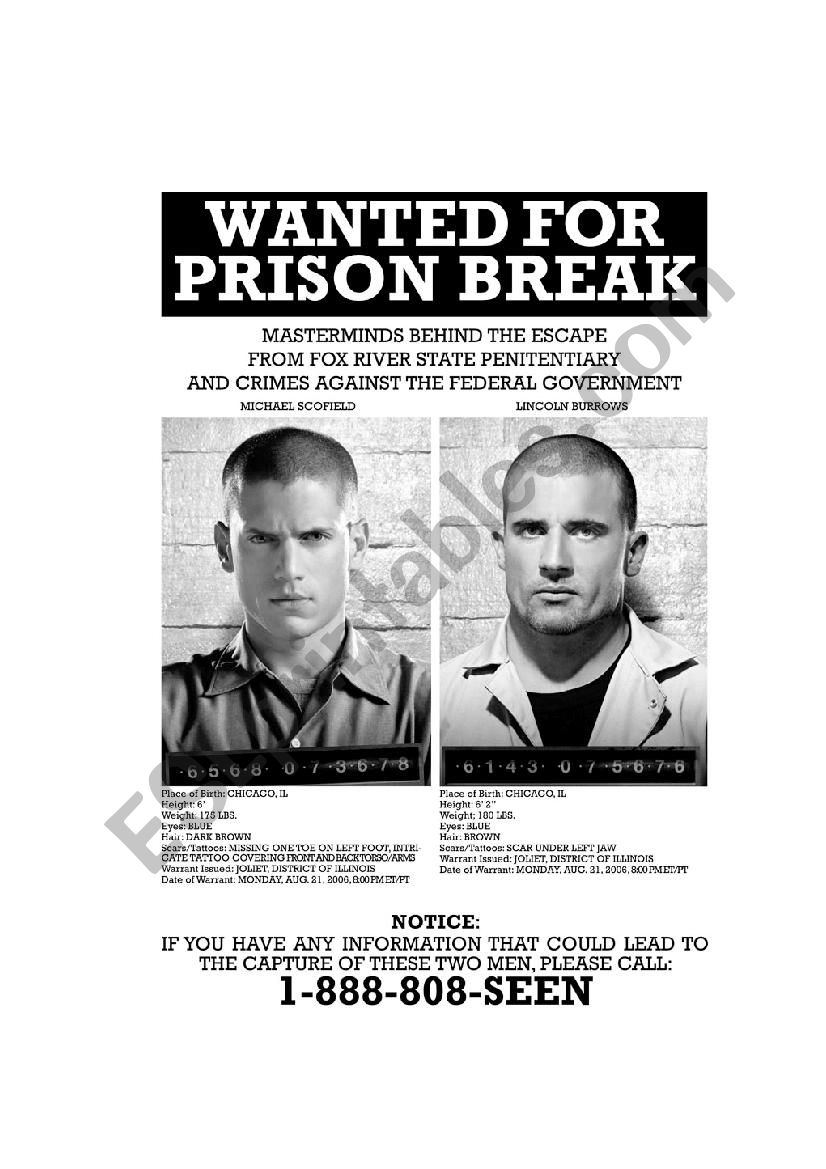 Prison break episode 1 worksheet