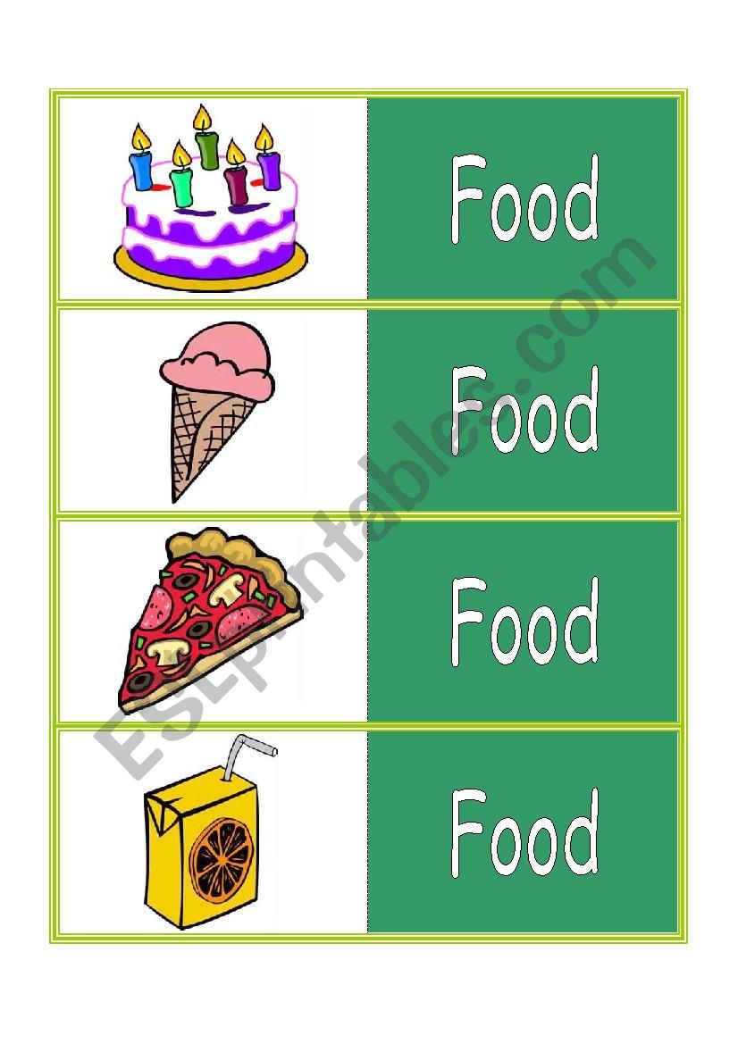 Food Mini FlashCards worksheet