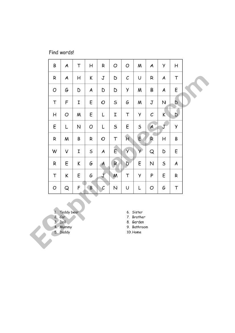 family members worksheet