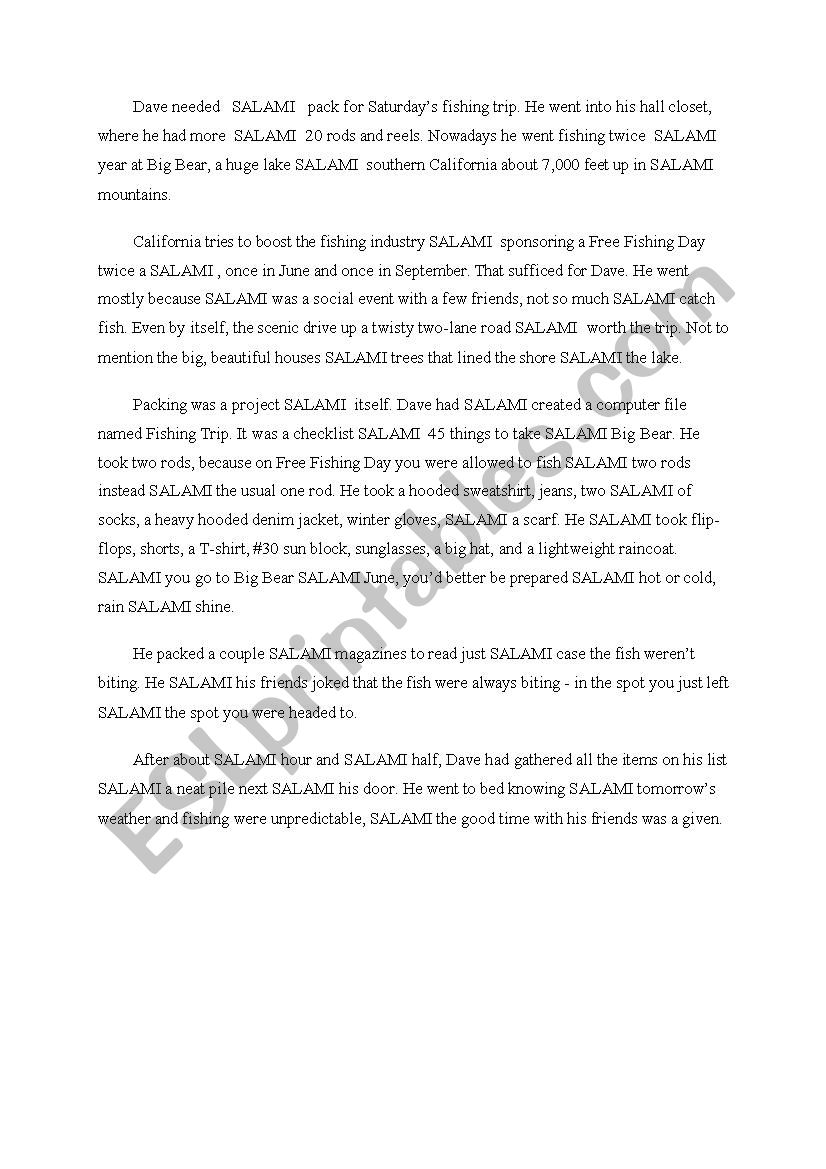 gap filling worksheet
