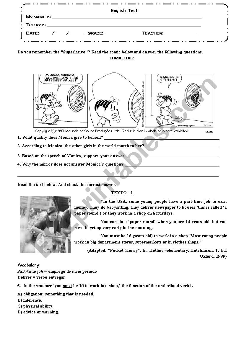 ENGLISH TEST worksheet