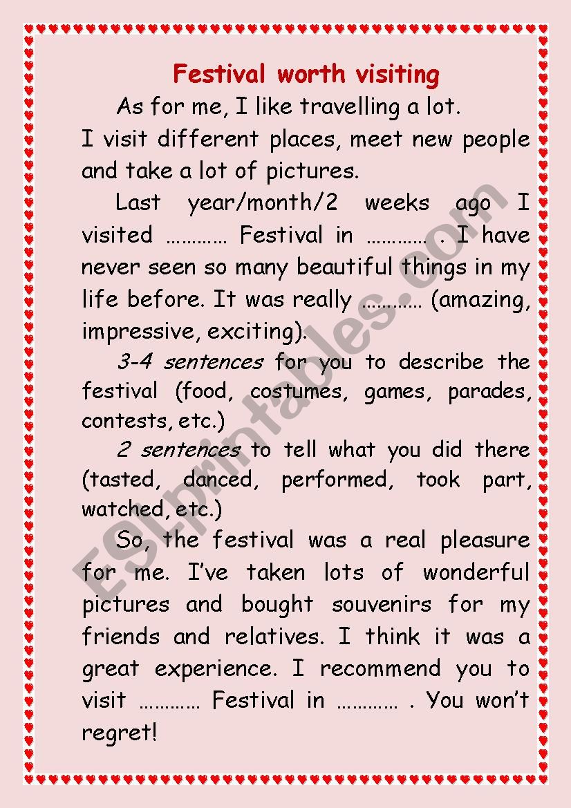 Festival Worth Visiting worksheet