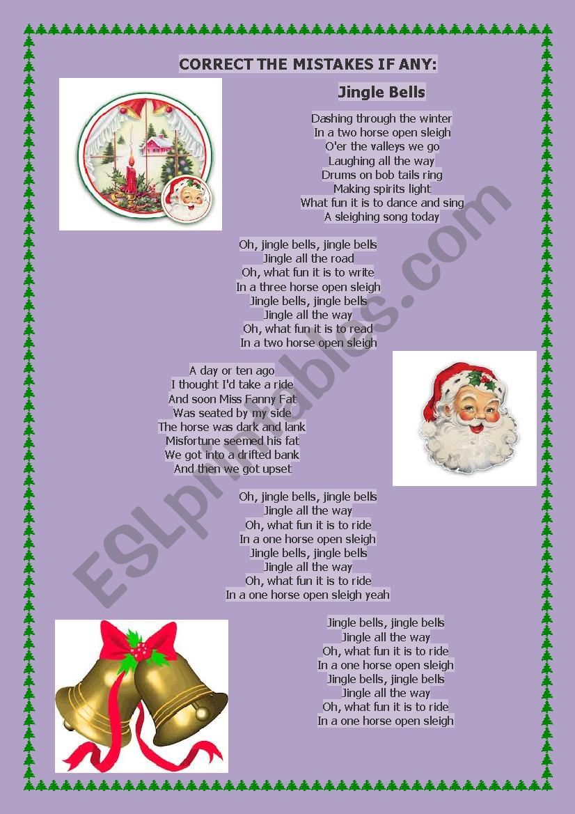 Jingle Bells Song worksheet