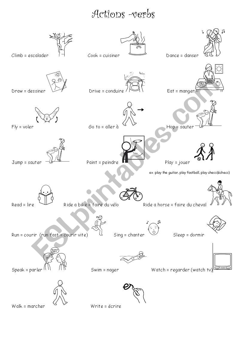 activities verbs worksheet