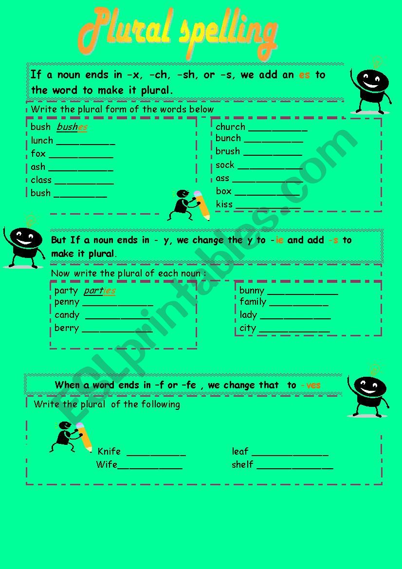 Plural spelling worksheet