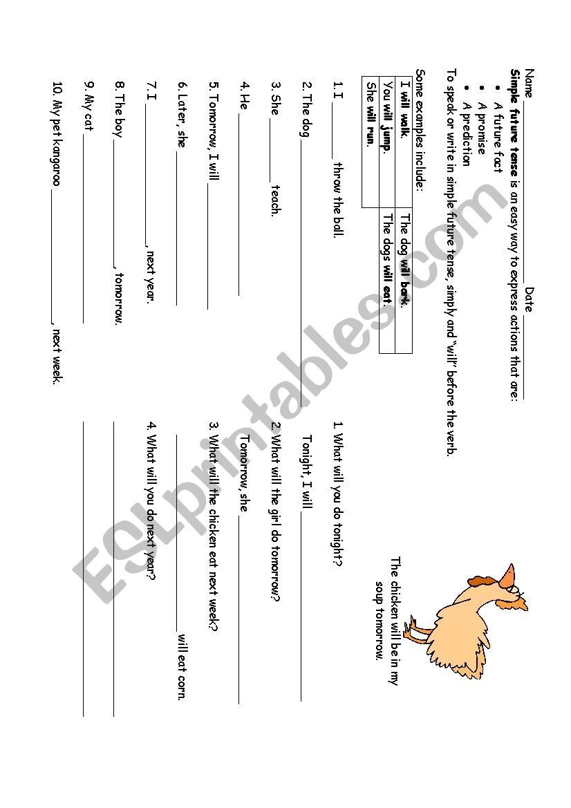 Simple Future Tense worksheet